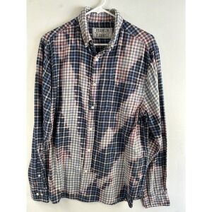 Franklin Flannels Shirts L Plaid Bleach Button Shirt Upcycle Unique‎ Flannel USA